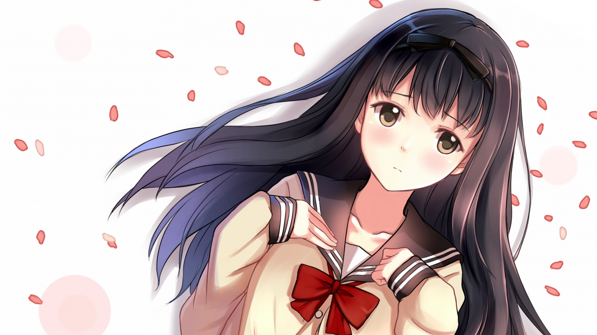 Sailor suit brunette battleship girl 4k