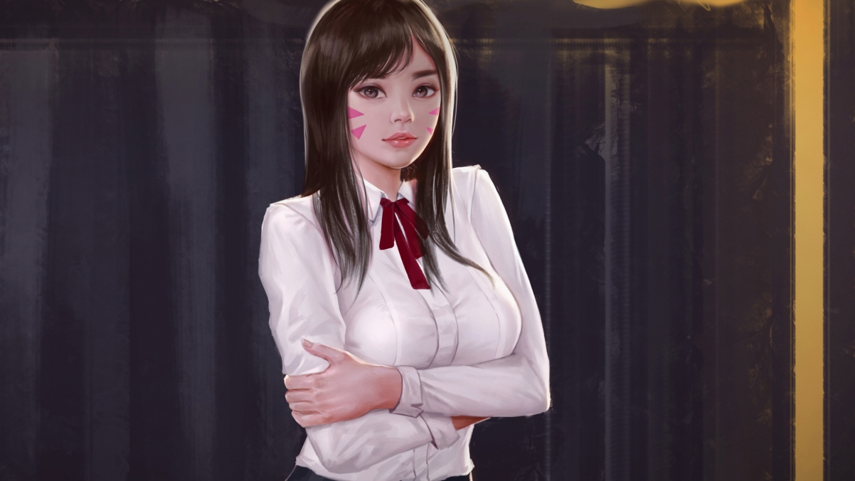 Overwatch game character DVa white