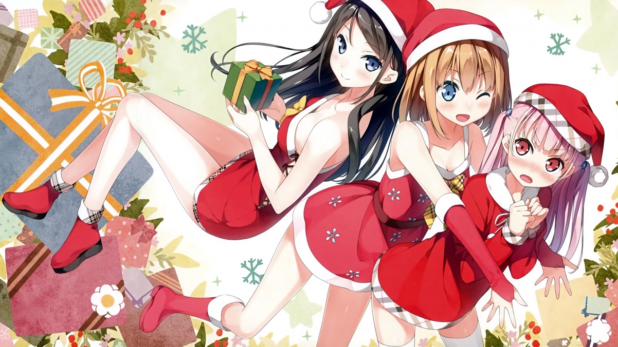 Christmas costume cute anime beautiful girl 4K