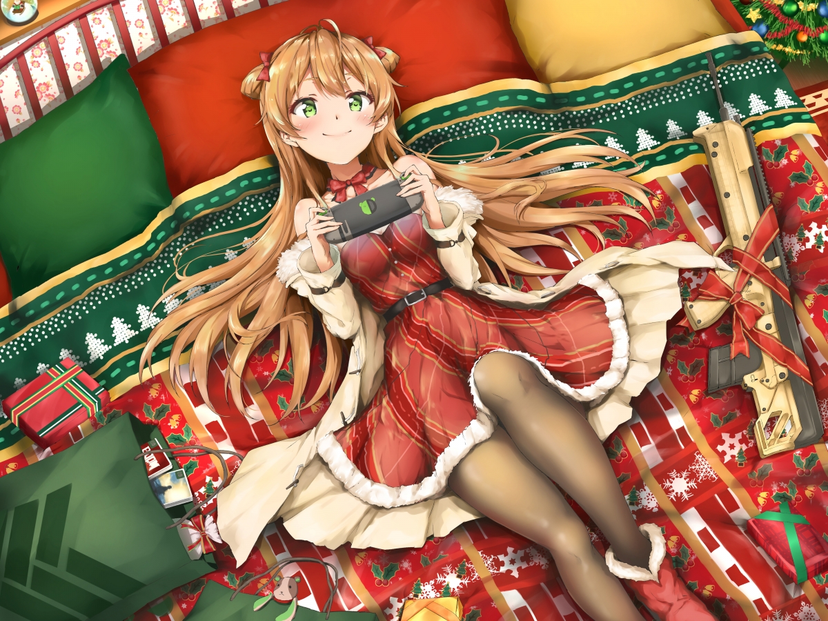 Christmas dress girl 4k wallpaper