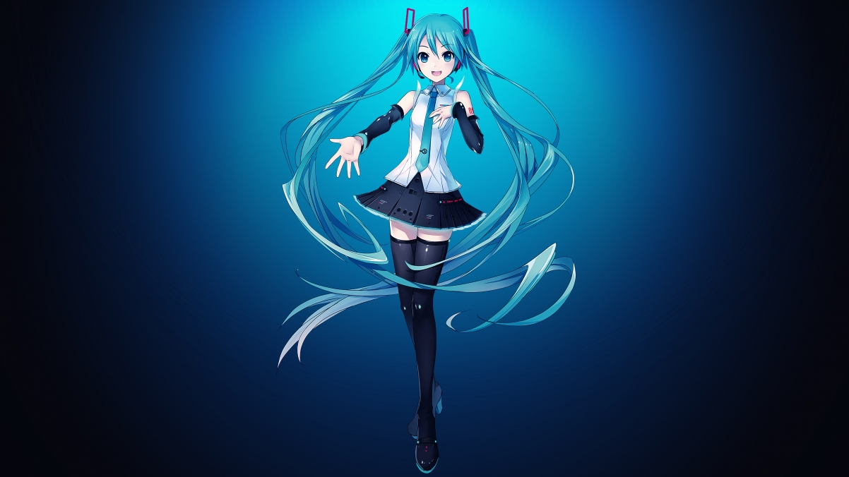 Dark blue background Hatsune Miku 4K wall