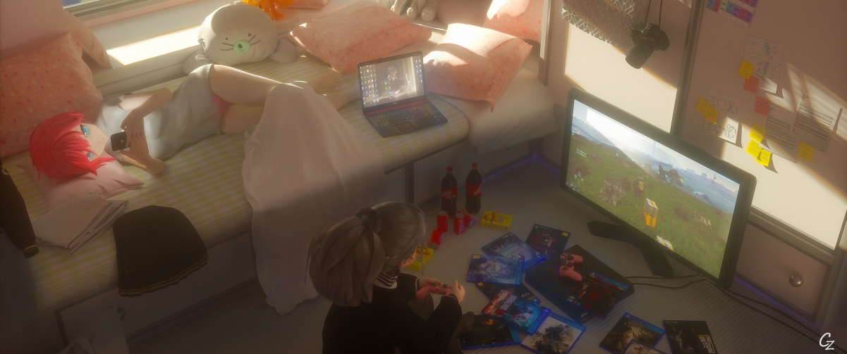 Girl room computer phone camera