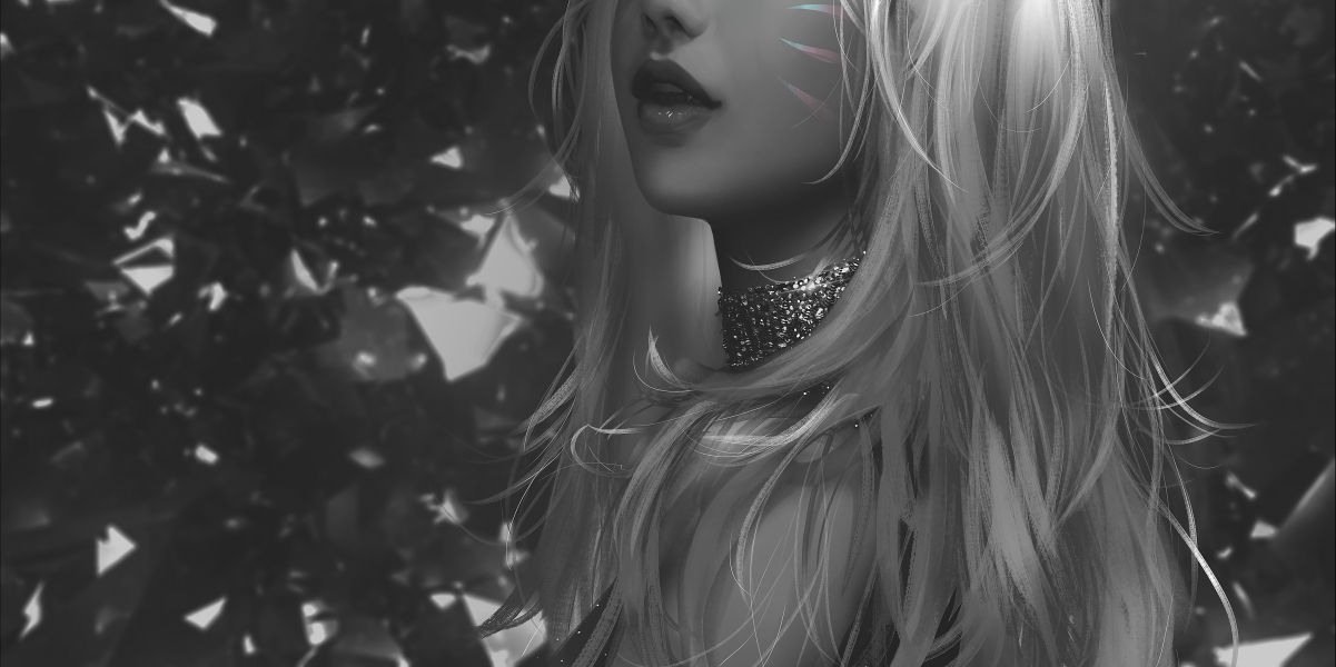 Girl black and white figure painting thick paint