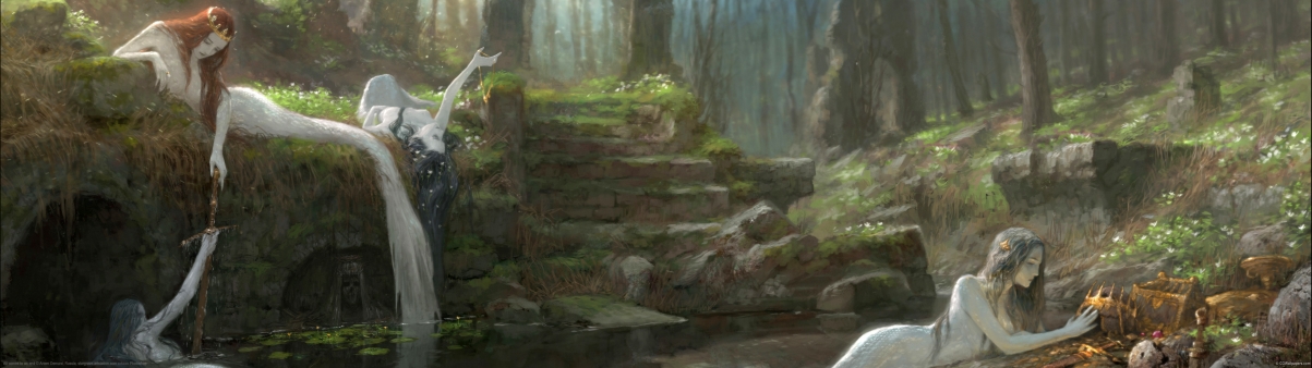 Forest mermaid beautiful art illustration