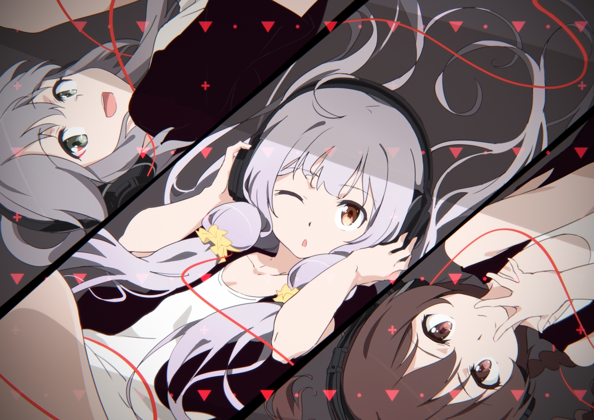 Three cute anime girls 4k wallpaper