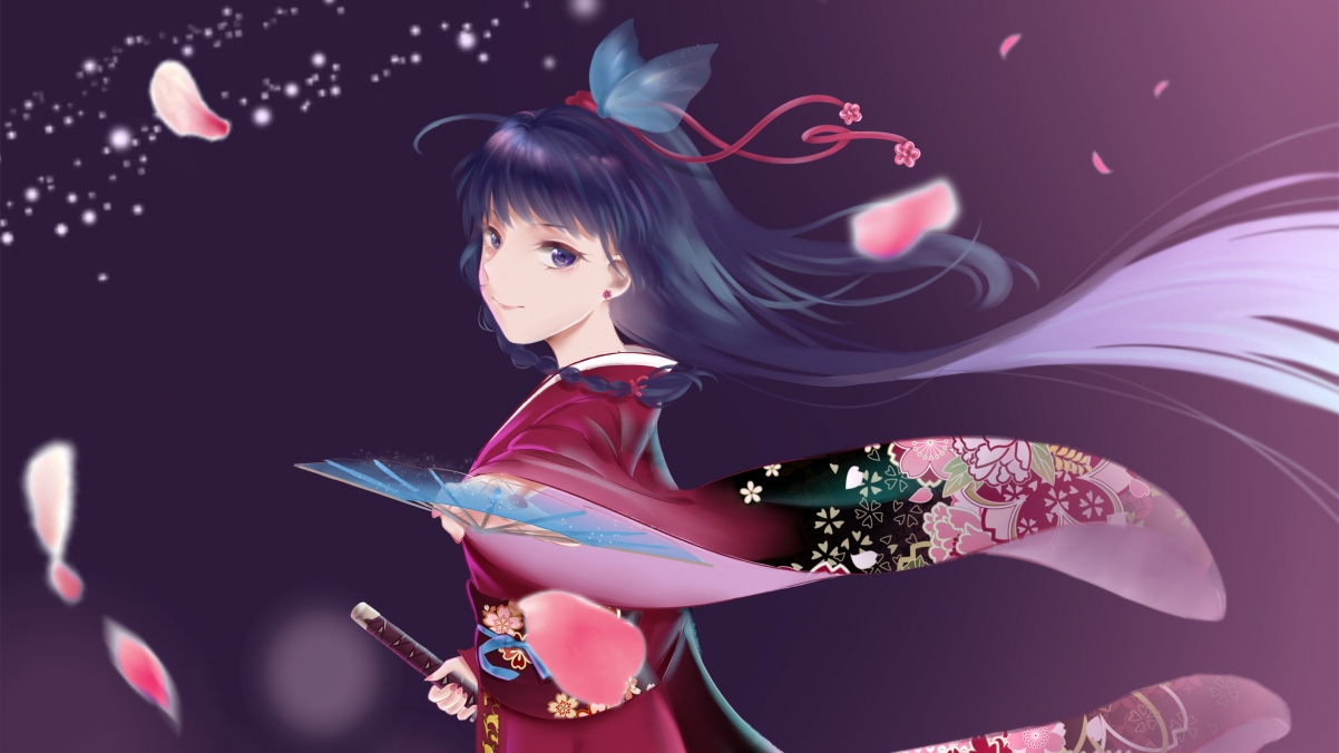 Anime girl petal samurai