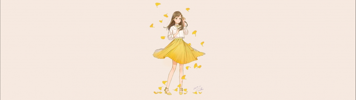 Autumn cute anime girl 5120x1