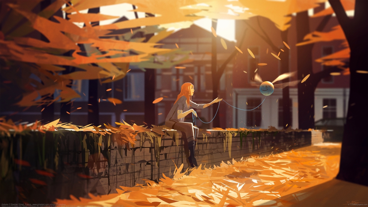 Autumn girly mood balloon 4k