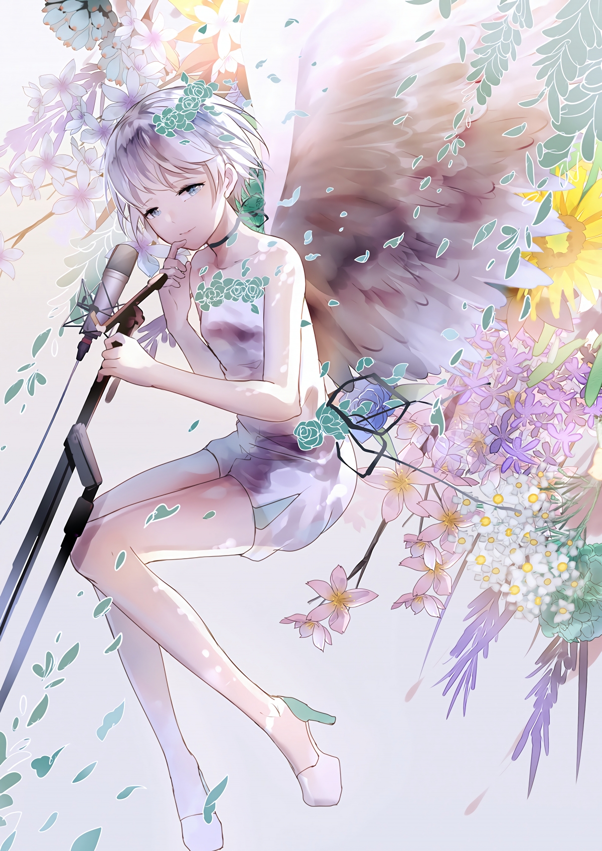 Girl angel flowers beautiful 5k moving