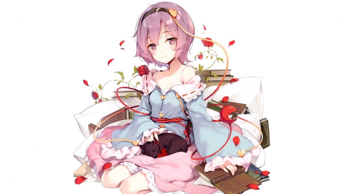 Girl cat book petal rose 4