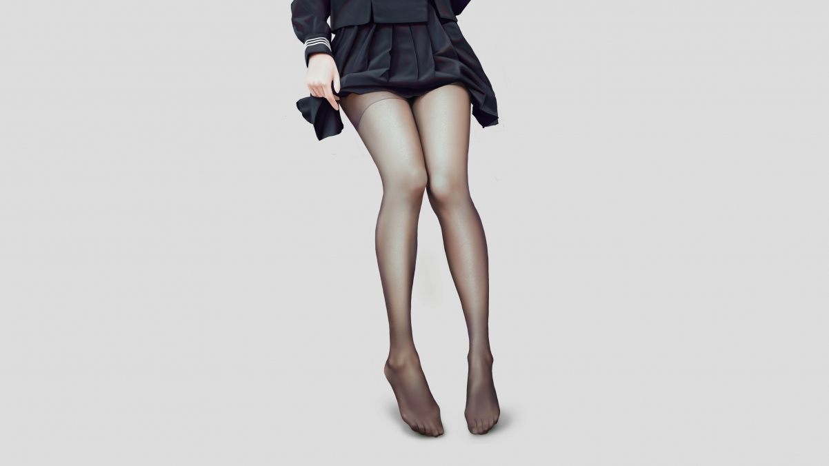 Girls black sailor suit beautiful legs black