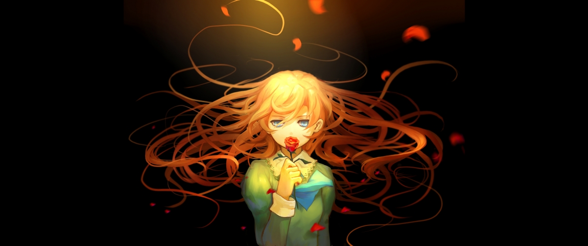 Girl rose anime 3440x1440 wall