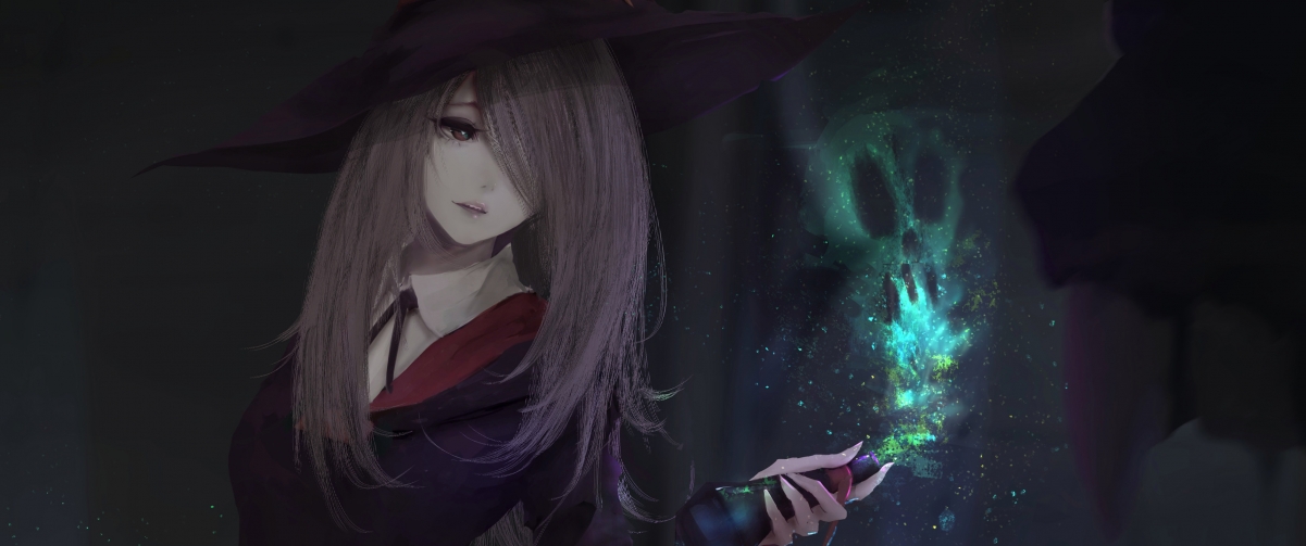 Girl hat magic witch 3440x1