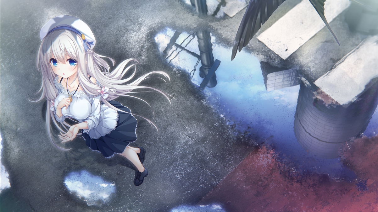 Girl blue eyes long hair hat 4