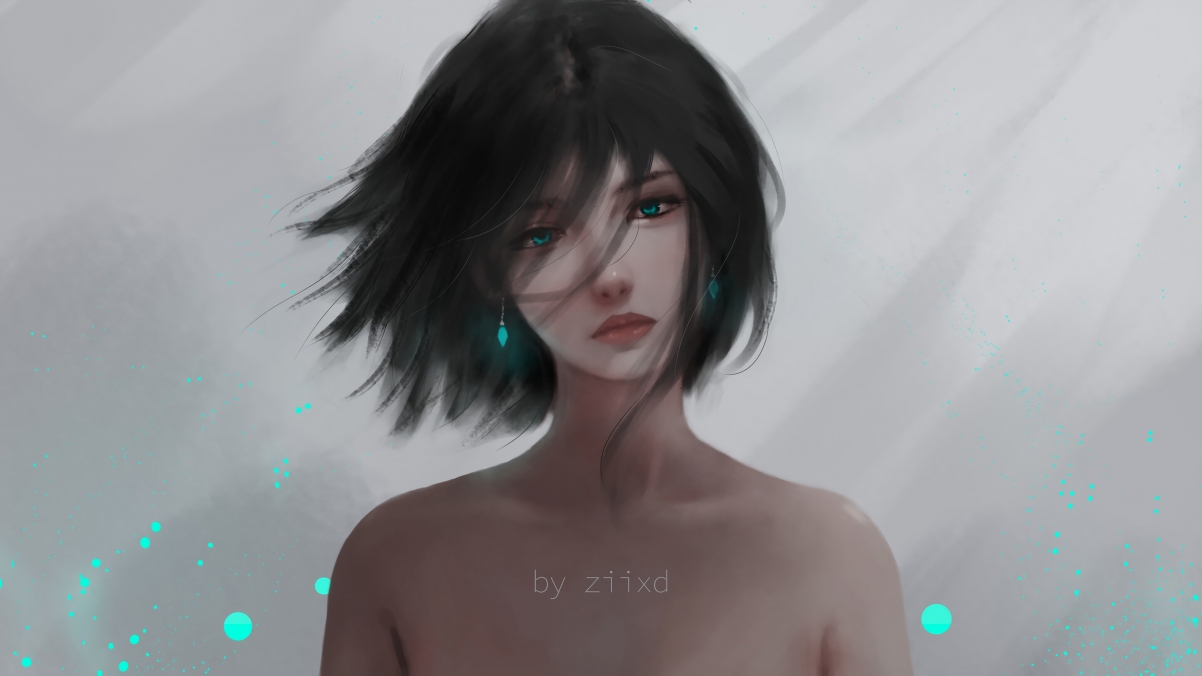 Girl blue eyes dark hair