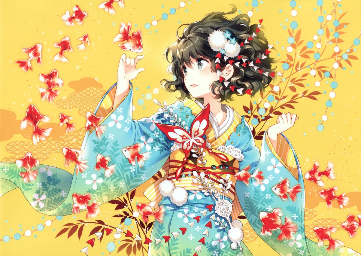 Girl kimono 4K anime pictures