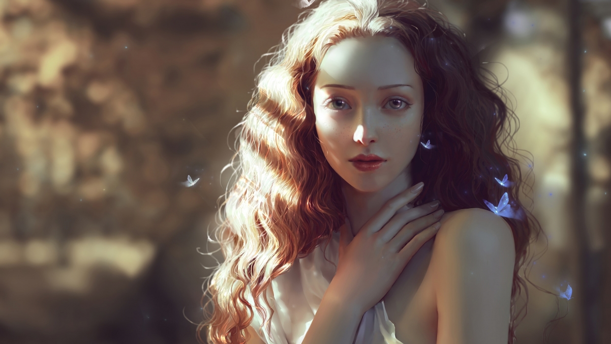 Girl, long hair, butterfly, beautiful 4