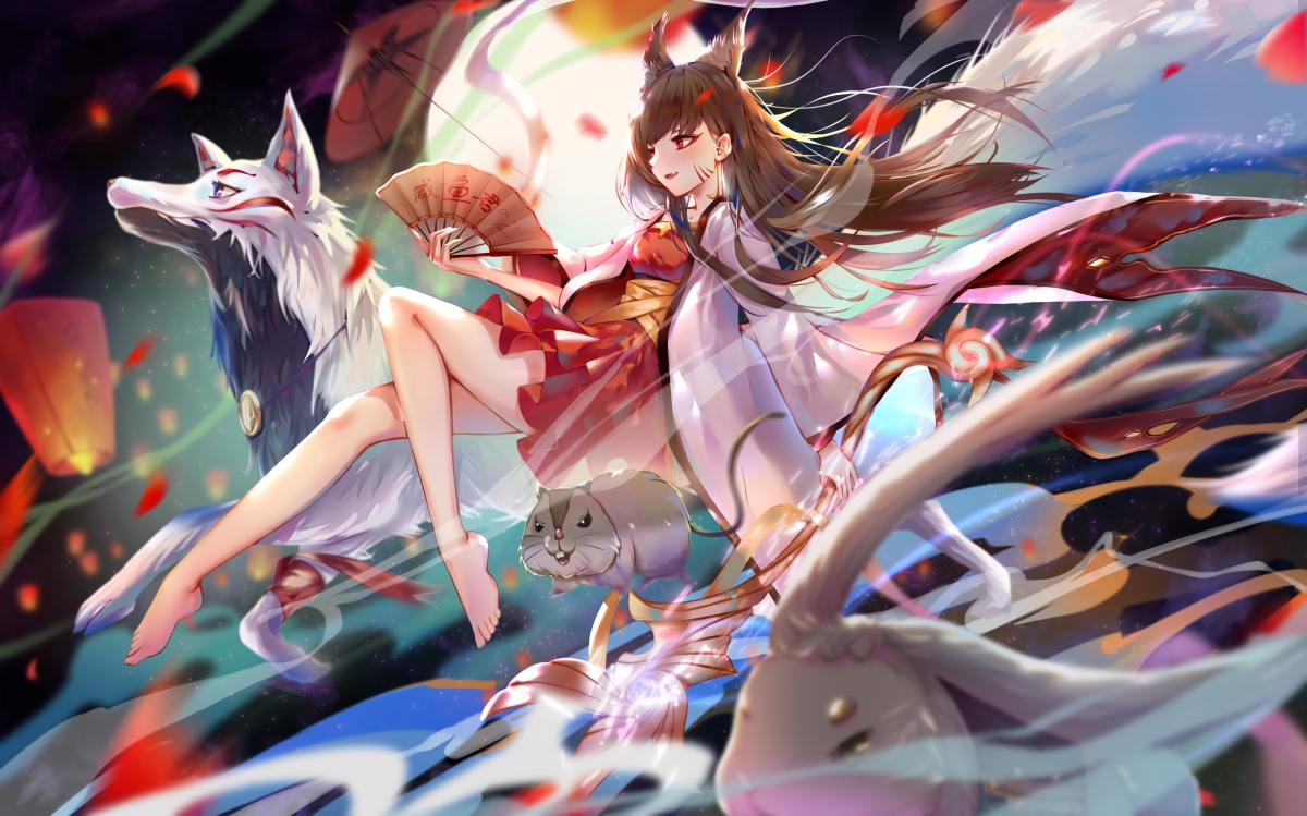 Girl cat girl cat ear dog 4k motion