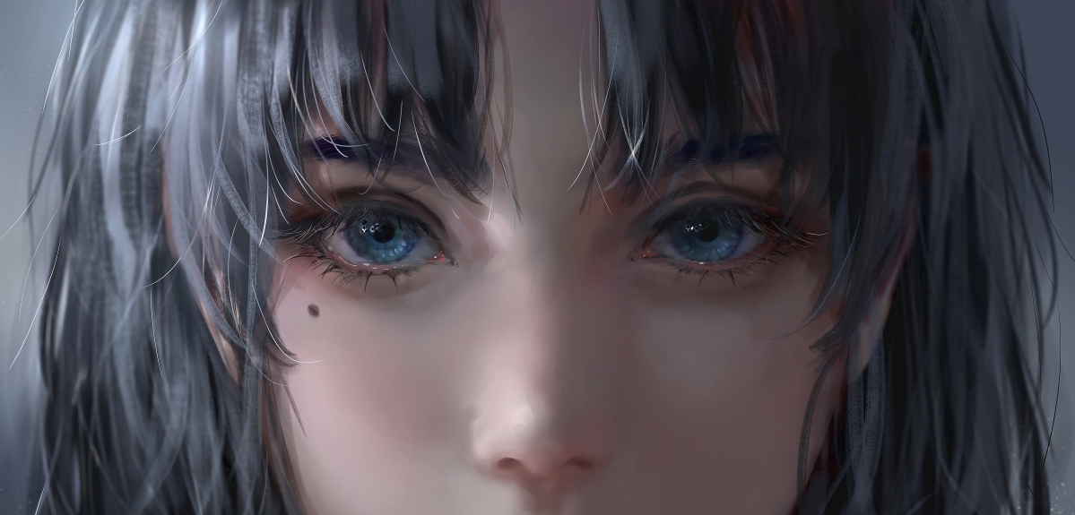 Girl face eyes nose thick