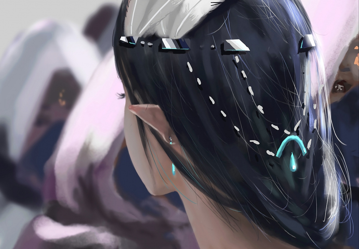 Girl back hair ears only