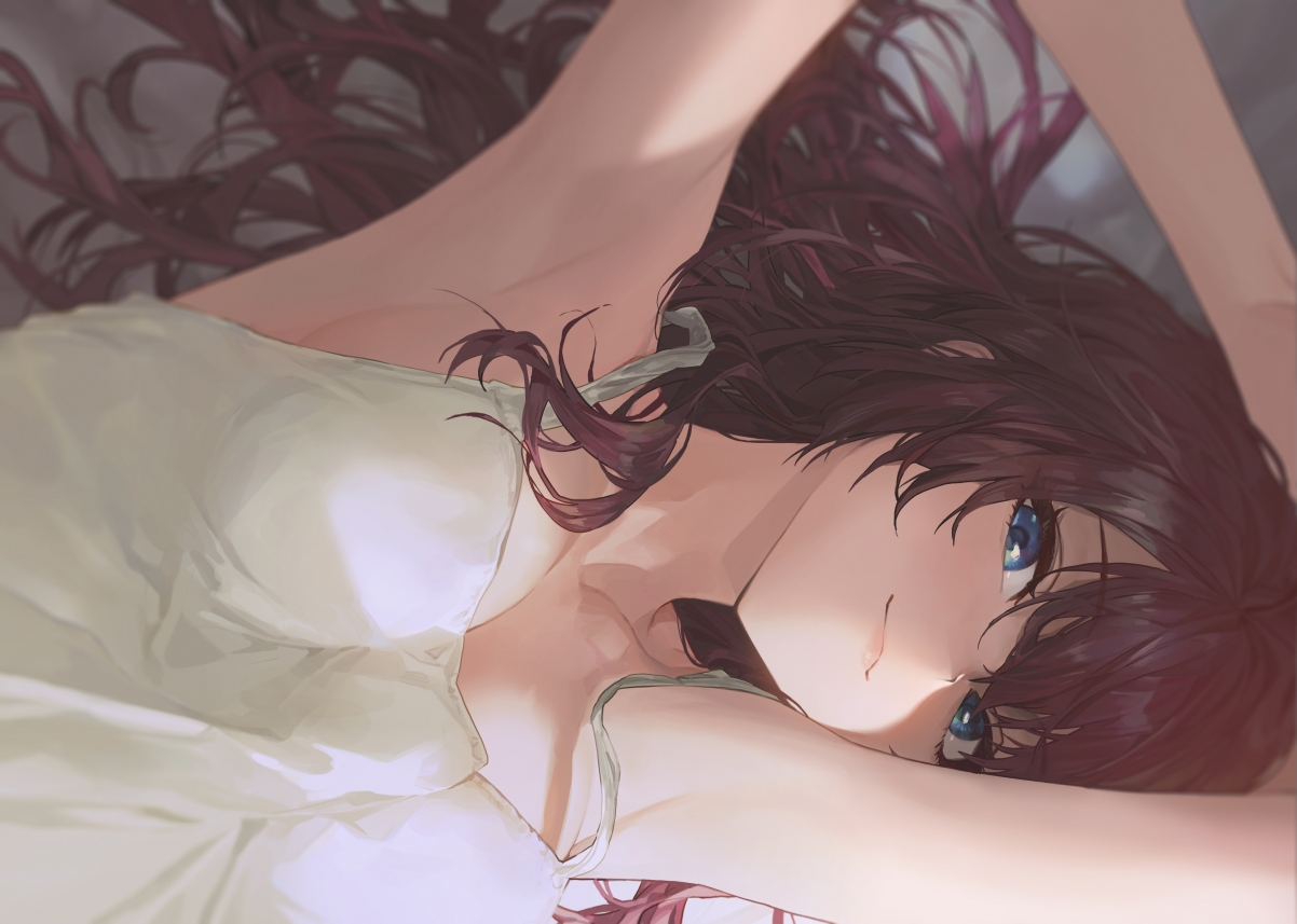 Girl white sexy pajamas 4k action