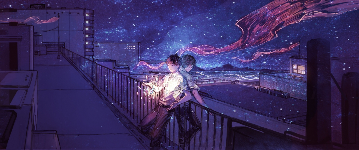 Handsome young man anime boy 3440x14