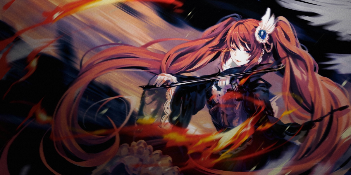 The girl with the violin 6k anime wall