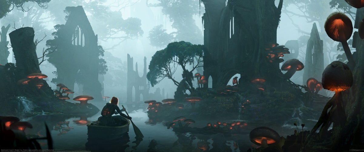 Mushroom Forest 3440x1440 Wallpaper
