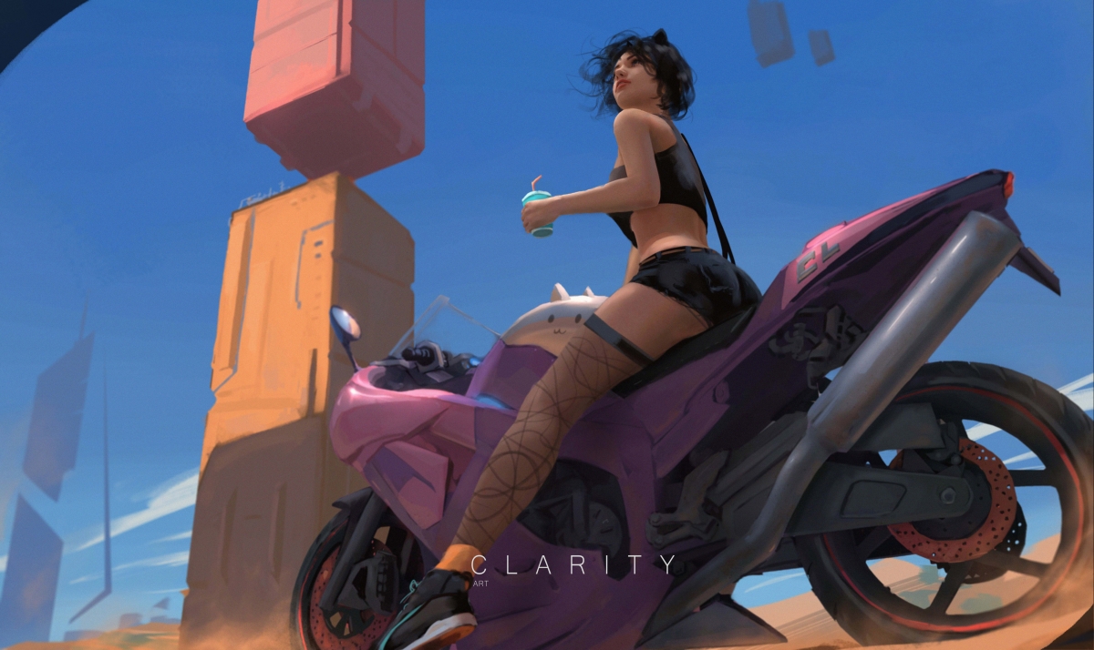 Beautiful sexy body on motorcycle