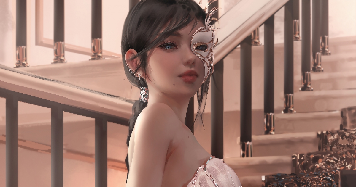 Beauty Mask Long Braid Shoulder Room