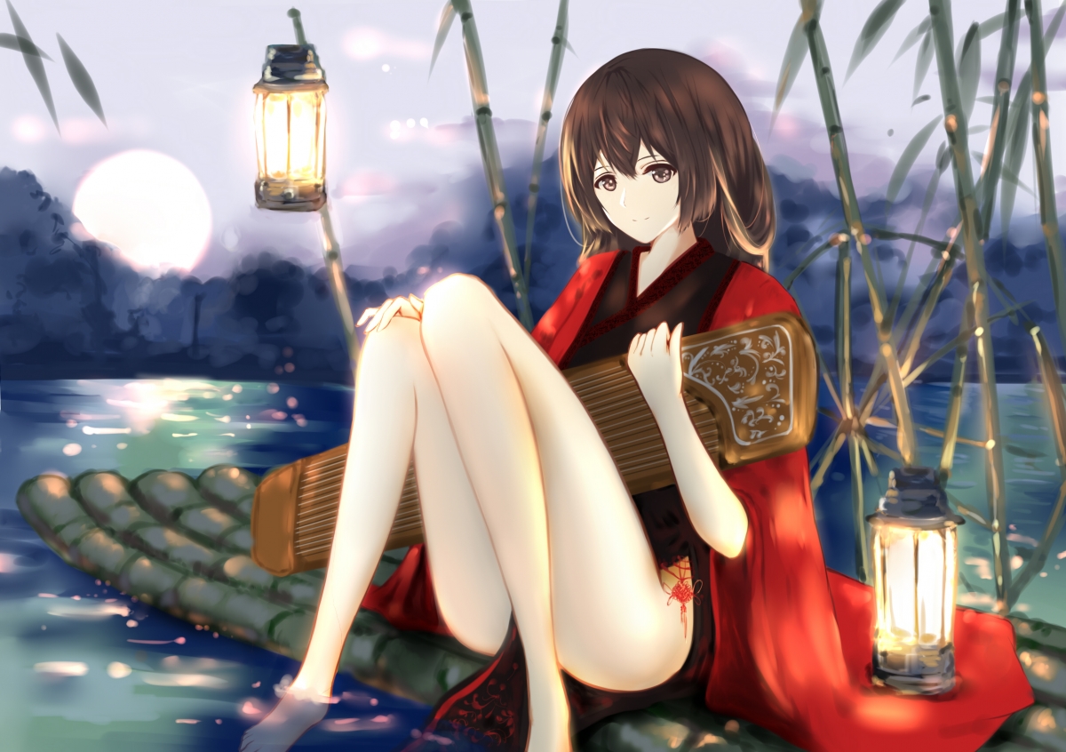 Beautiful Guzheng Illustrator Wallpaper