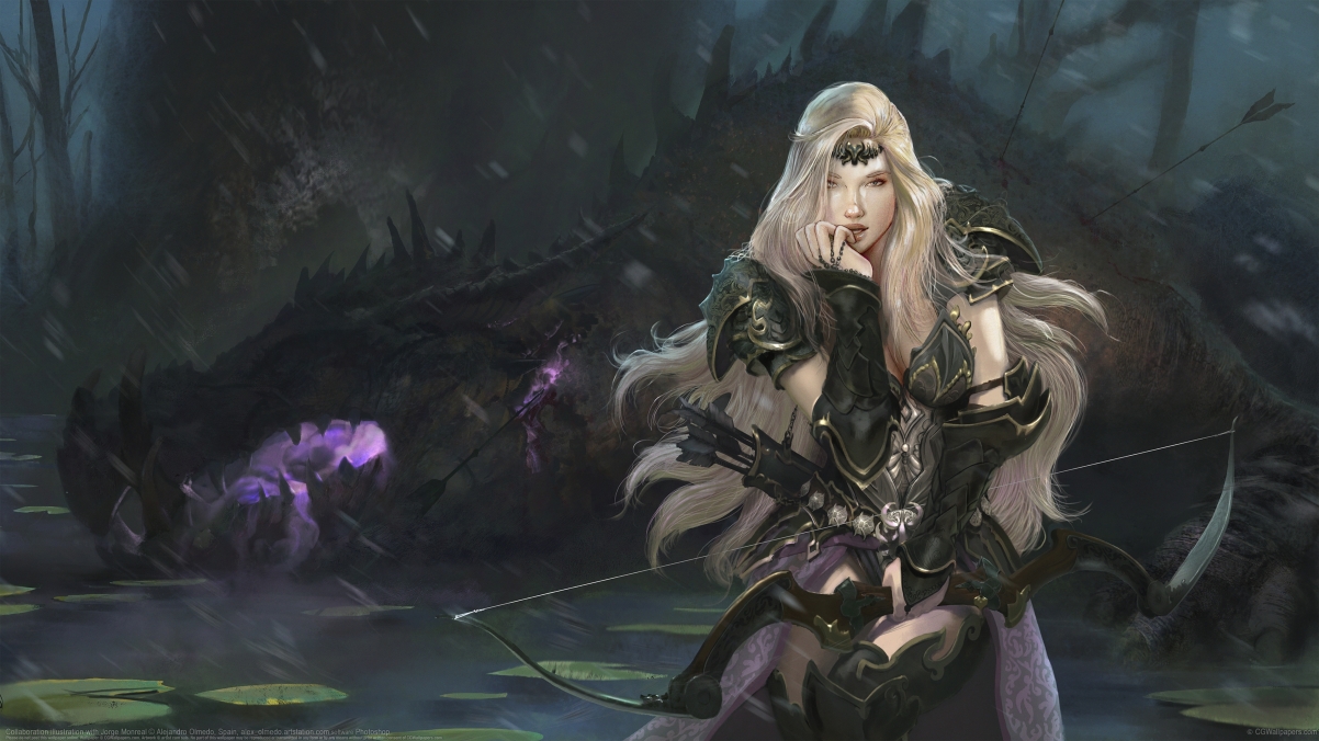 Beautiful bow and arrow CG illustration 4k wallpaper