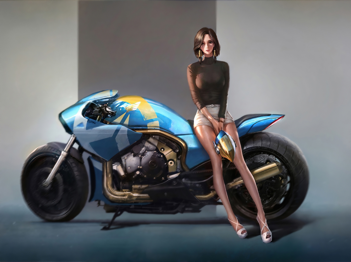 Beautiful locomotive girl motorcycle beauty