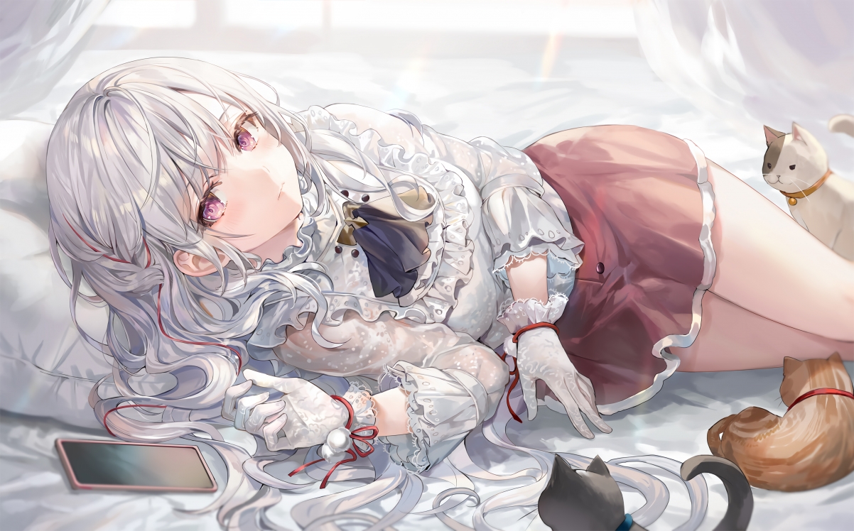 Cat woman lace gloves long legs