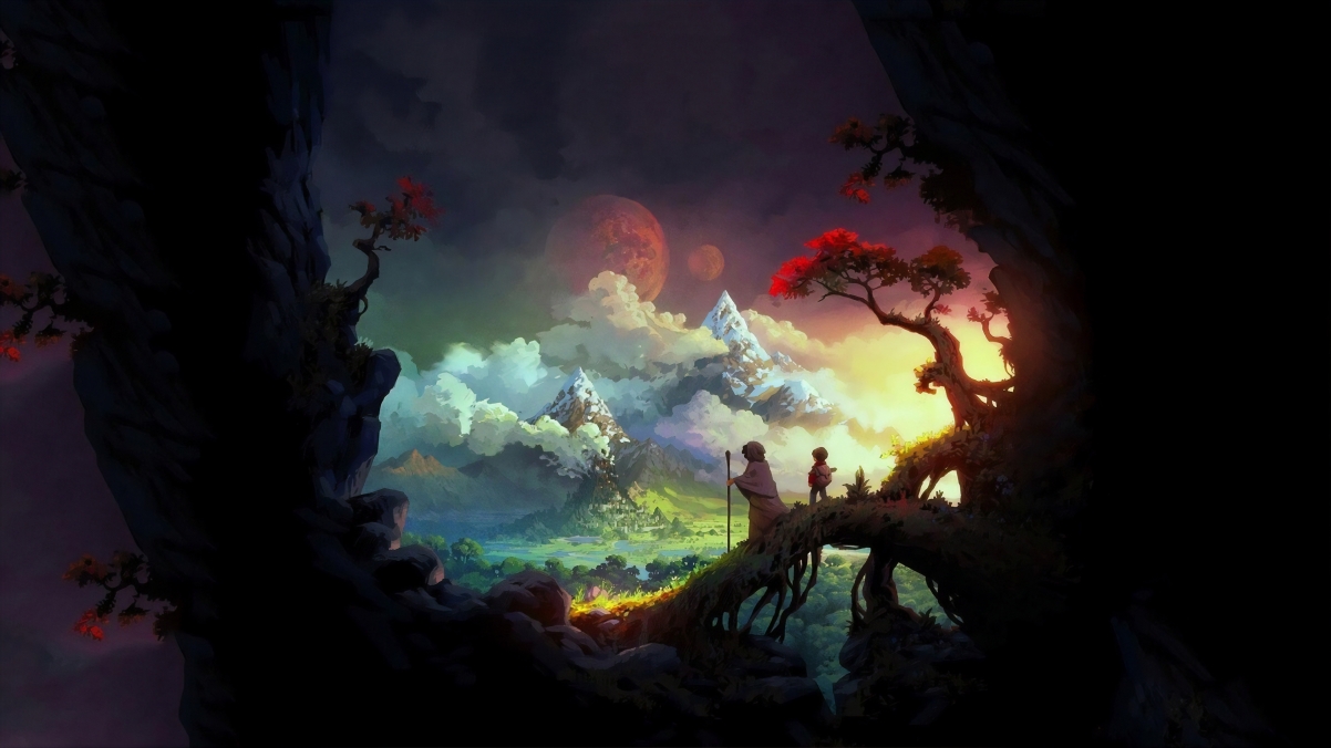 Traveler kid grandma sunset