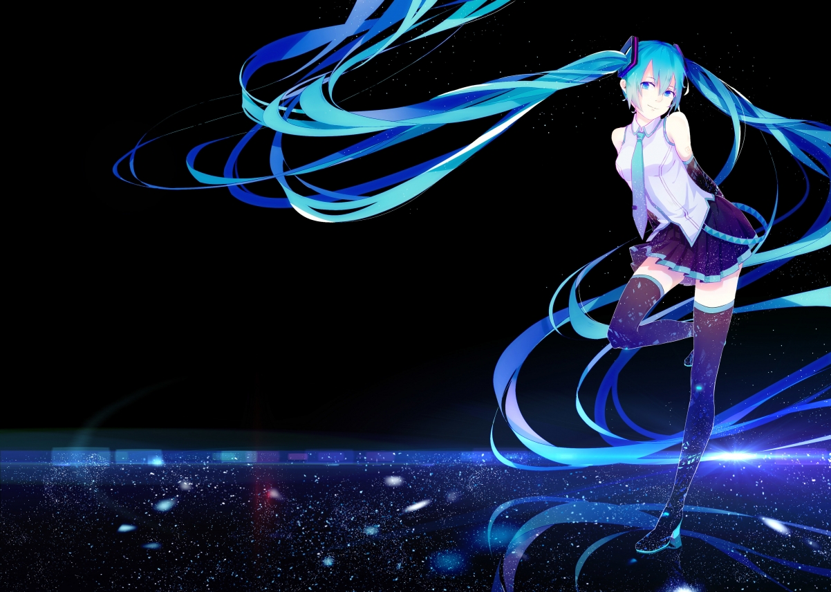 Hatsune Miku girl with blue long hair