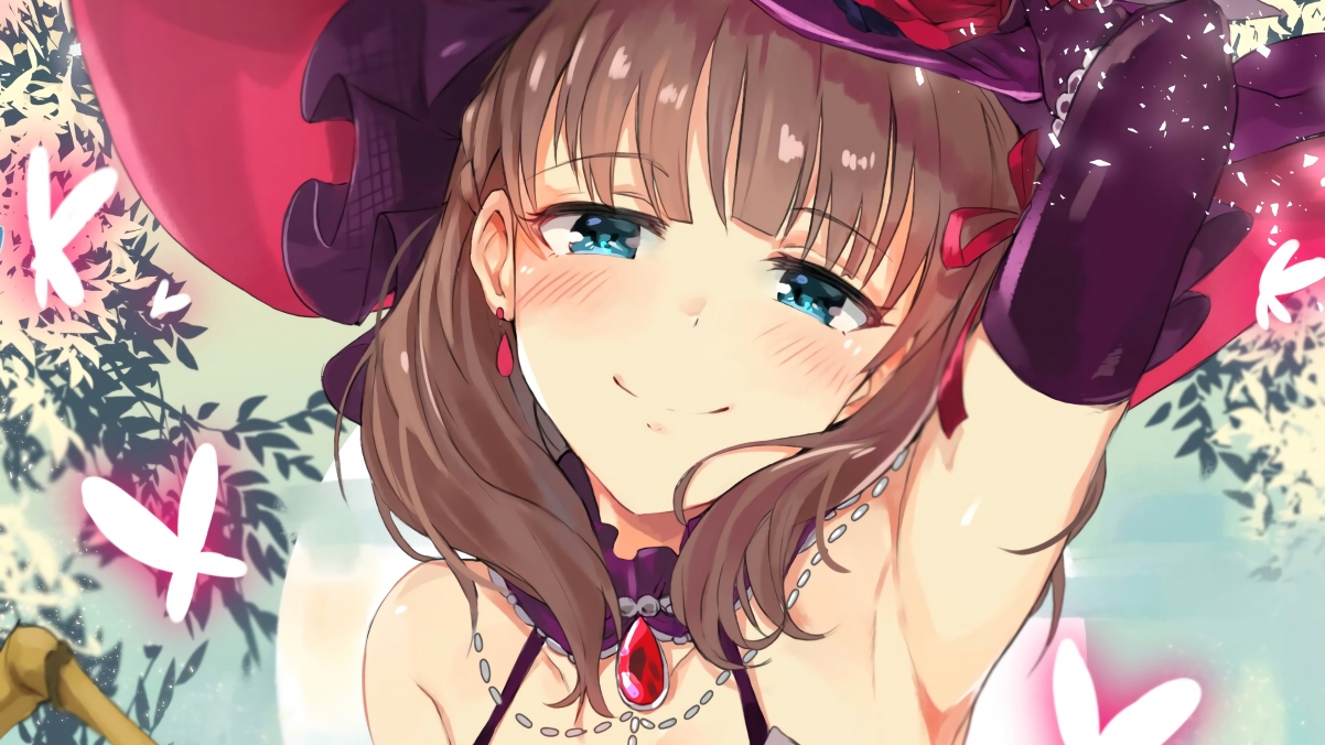 Cute girl with blue eyes hat