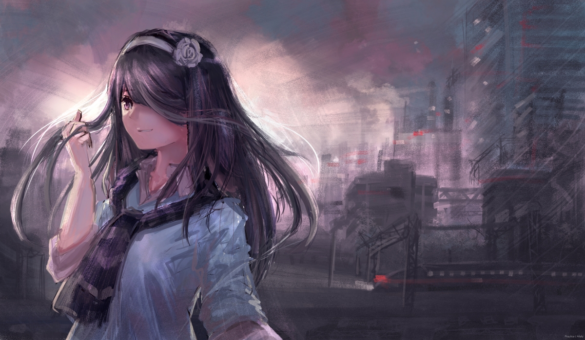 Cute girl illustration 4k computer wallpaper