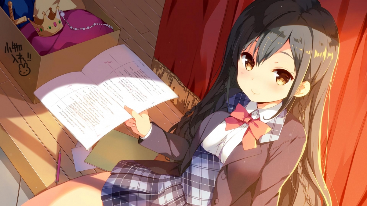 Cute Girl Student 4K Anime Wallpaper