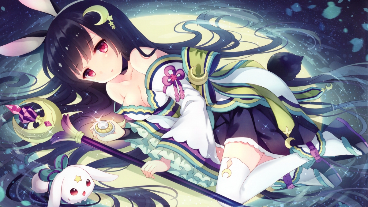 Cute girl magic wand 4K anime wall