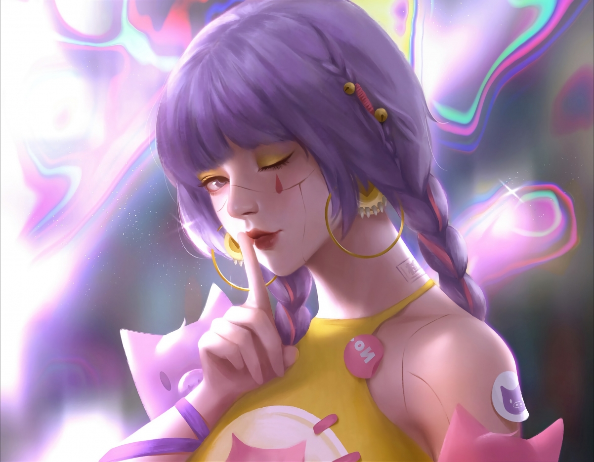 Cute girl with one eye open one