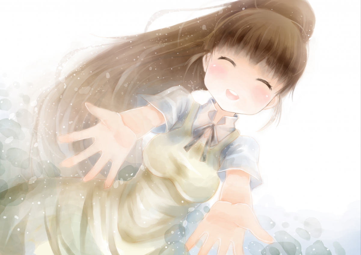 Cute girl hug with open hands