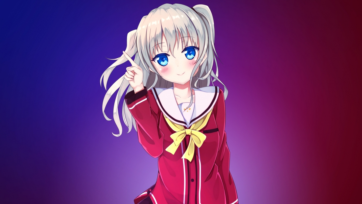 Cute anime girl bow blue