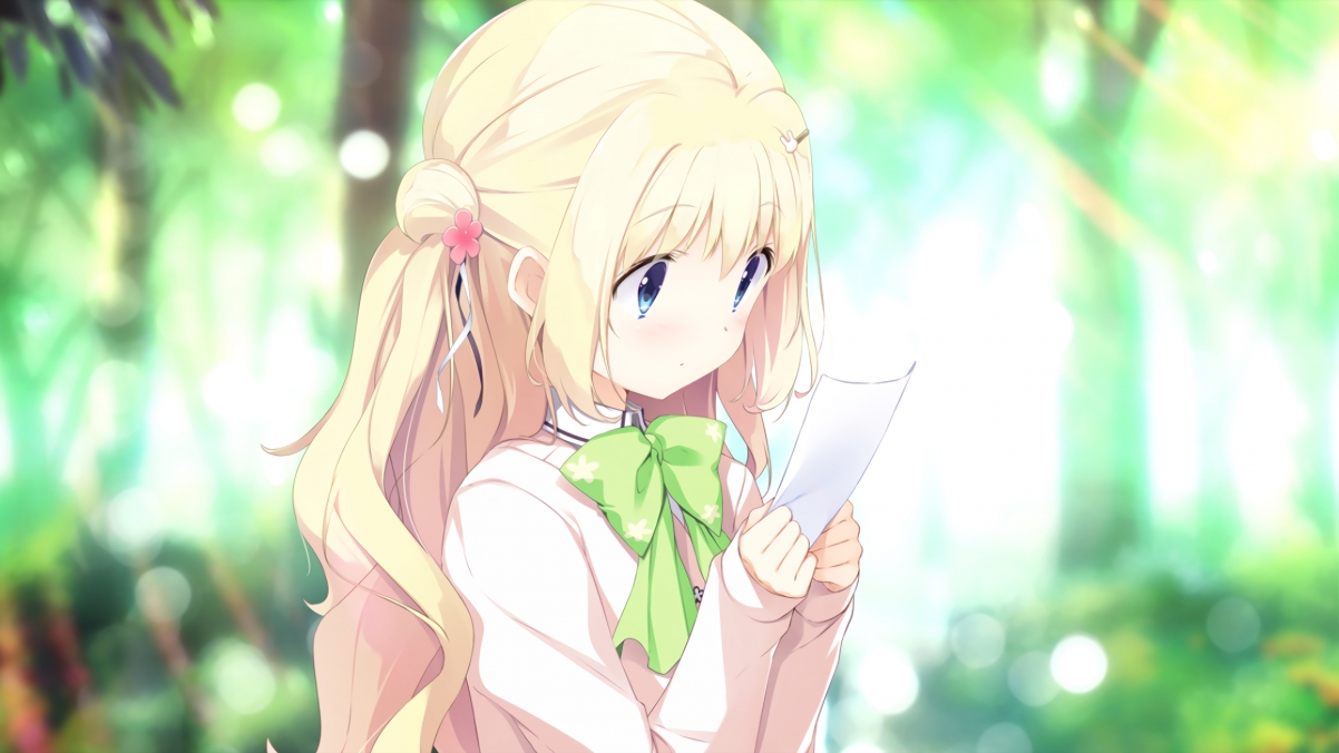 Cute girl reading letter 4K anime wall