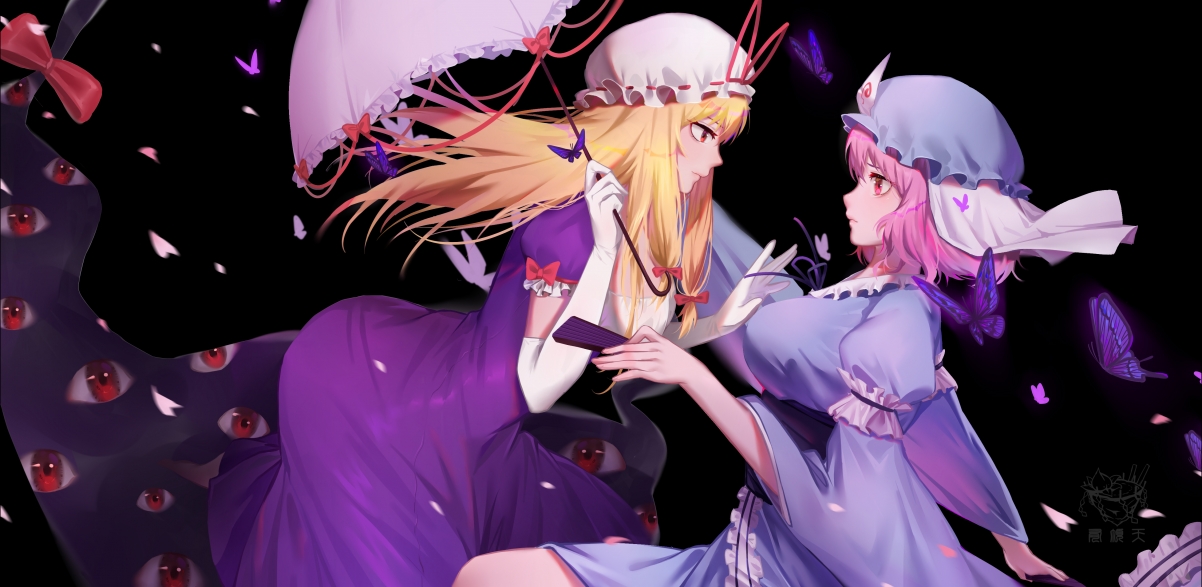 Blonde and pink short hair girl_butterfly