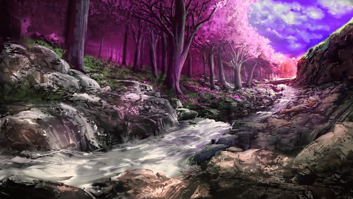 Painting sci-fi trees forest small