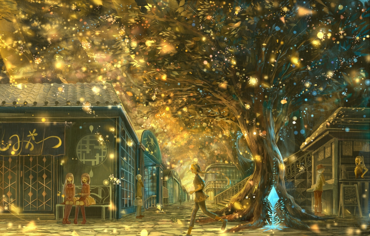 Yellow blowing city 4k anime wallpaper