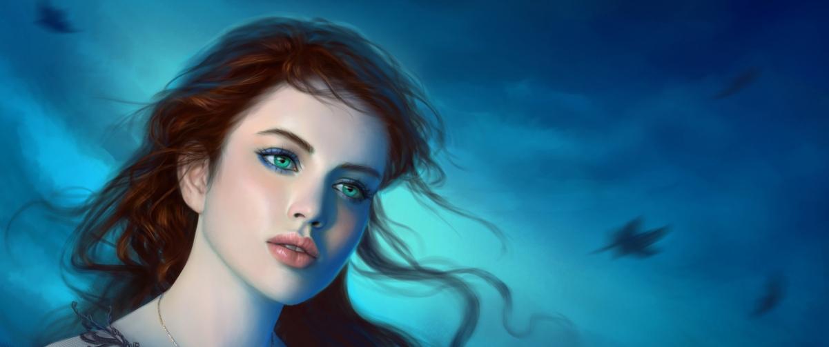 Fantasy girl, green eyes,