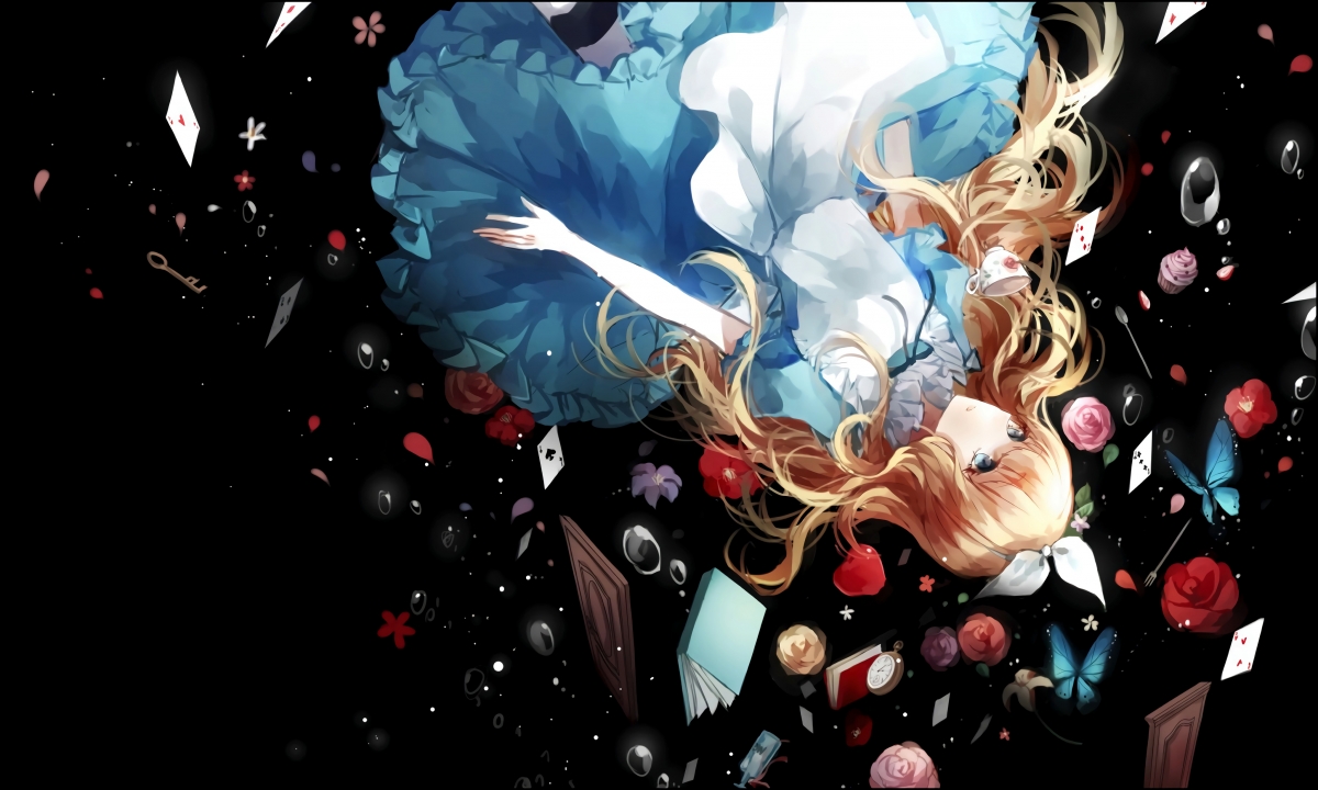 Anime girls on black background