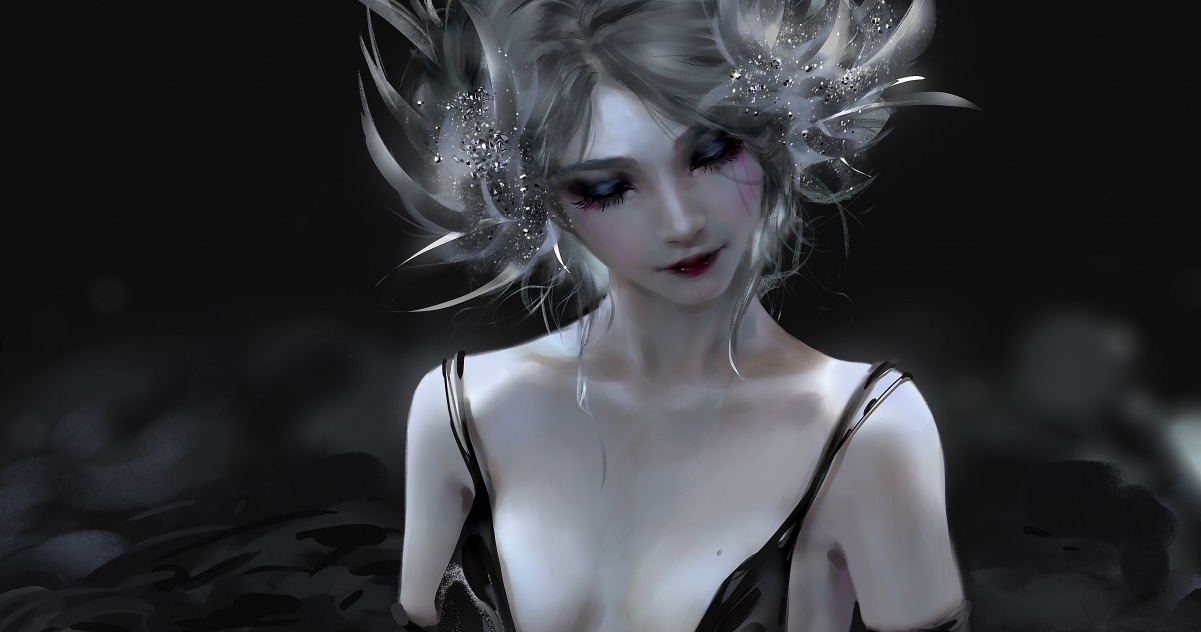 Black and white style girl with personality hairstyle